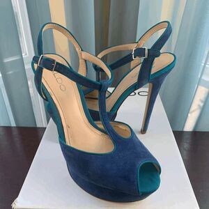 Aldo Womens Detamble Peep Toe High Heels Ankle Strap Blue EU 38